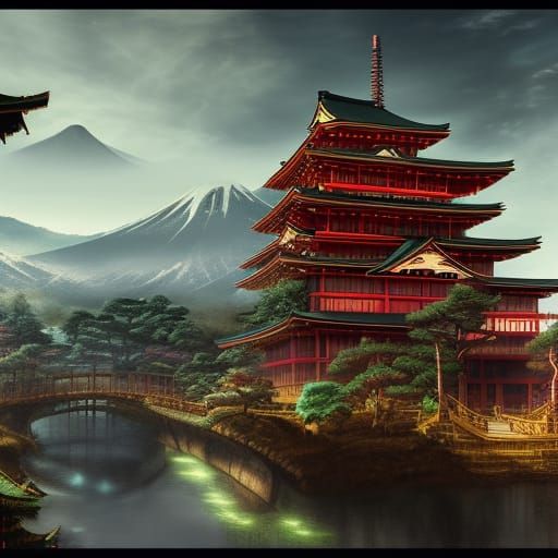 Detailed Matte Painting of Japan in Unreal Engine