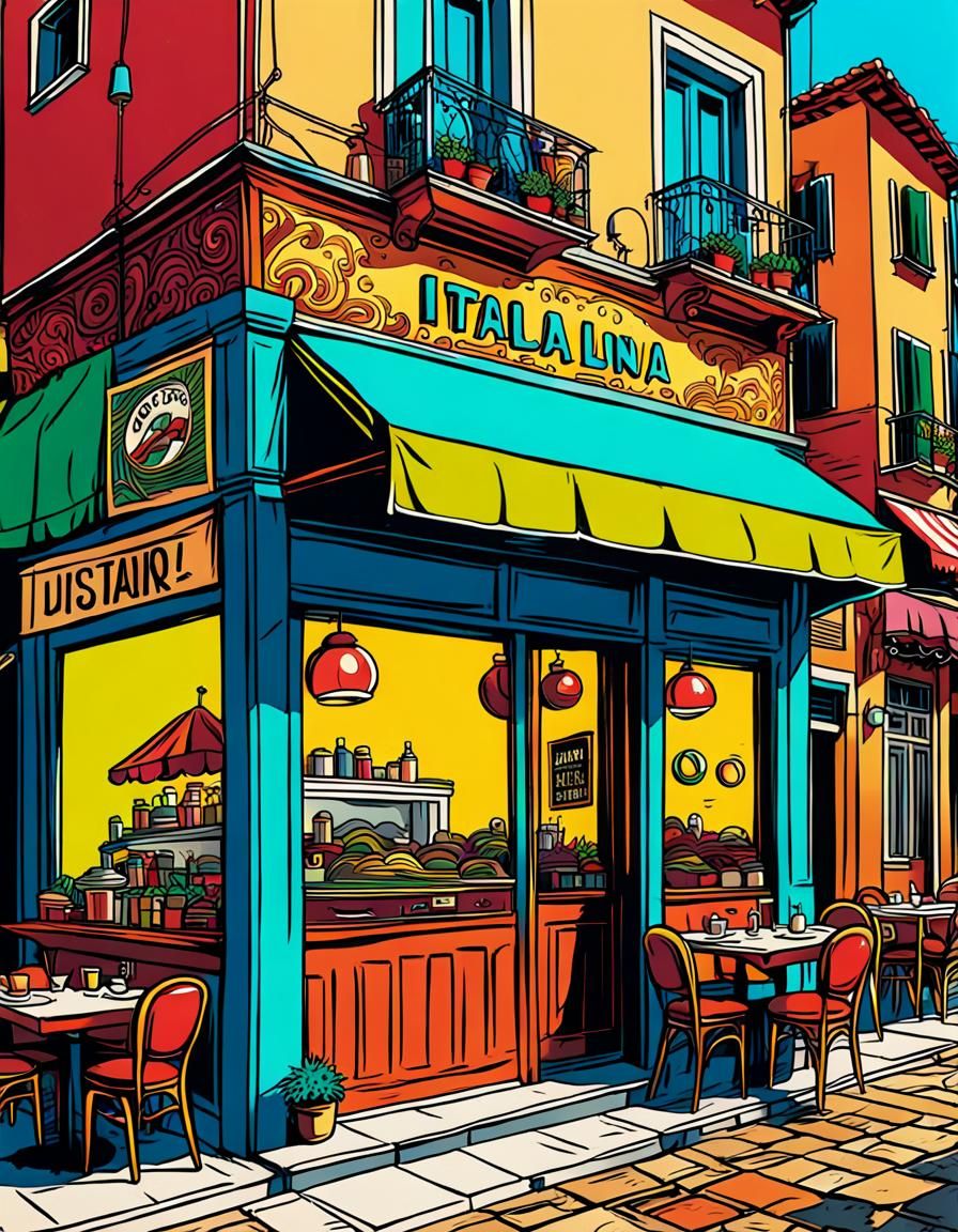 Retro Comic Book Cover: Psychedelic Italian Restaurant