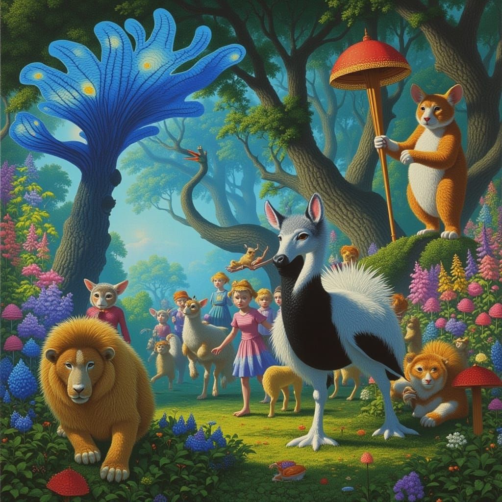 <lora:Somniorum:1.0> Carnival of the Animals in an Enchanted Forest
