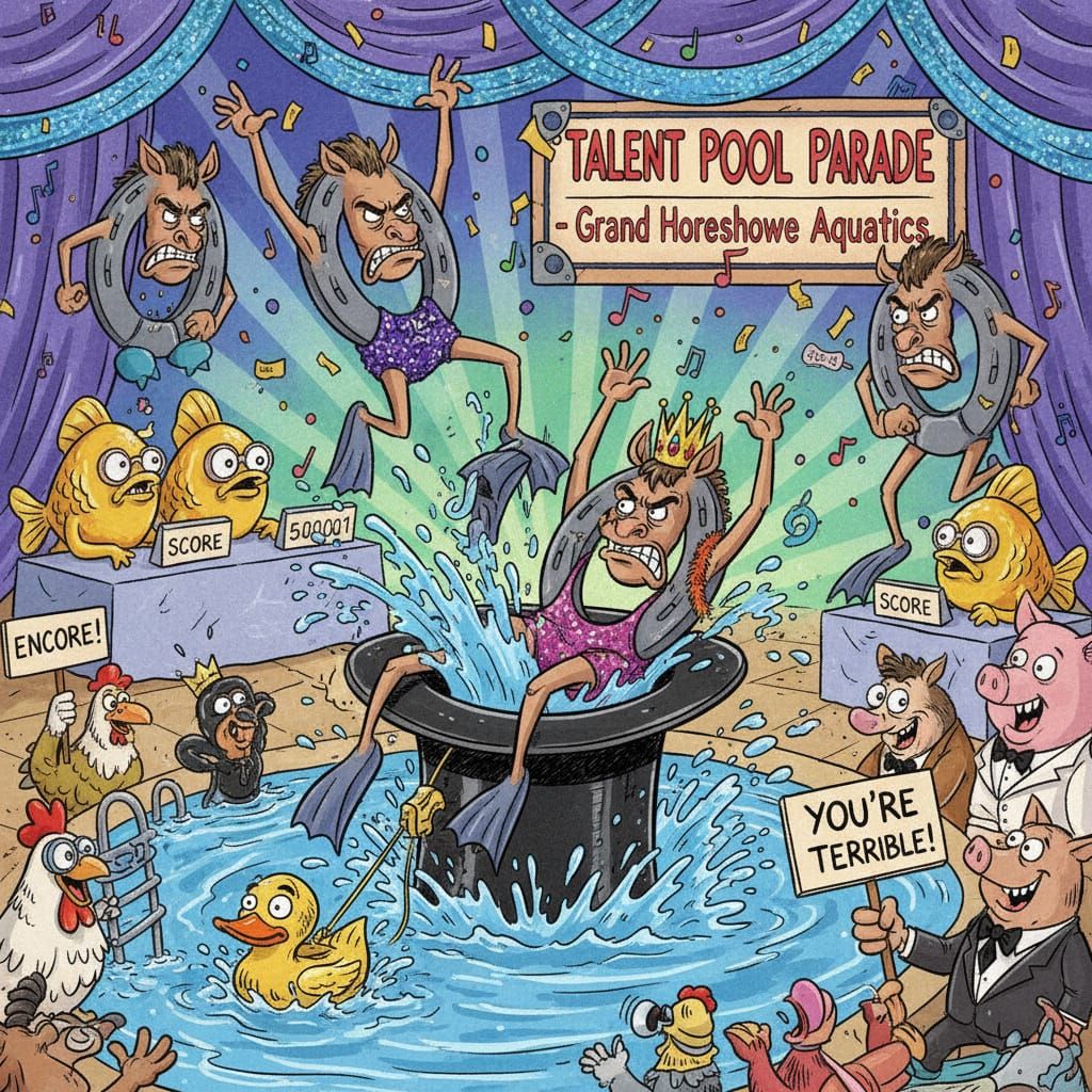 Cantankerous Horseshoes Compete in Hilarious Talent Show