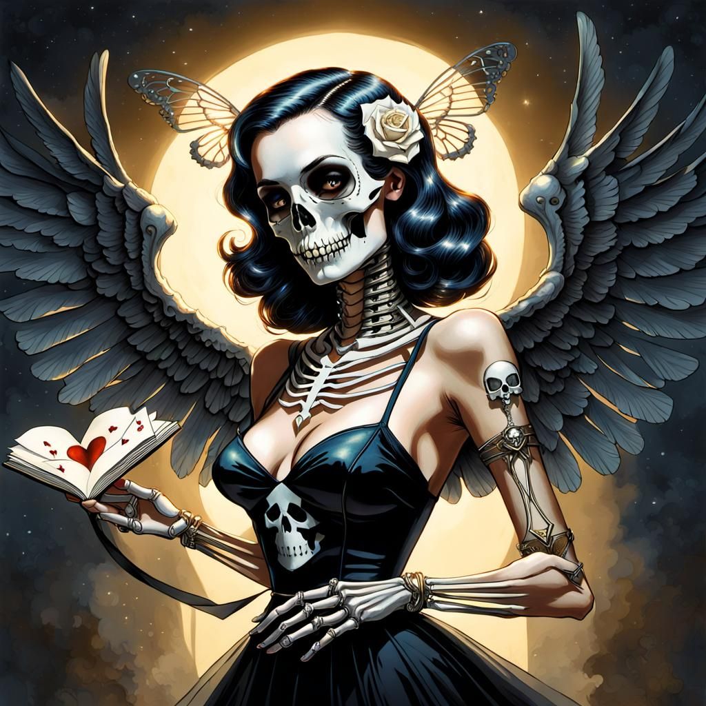 Love lasts forever angel skeleton
