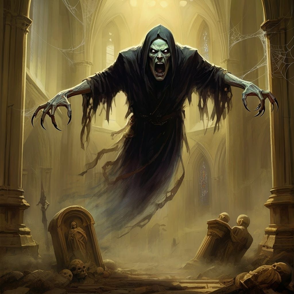 Ethereal Specter in Abandoned Cathedral