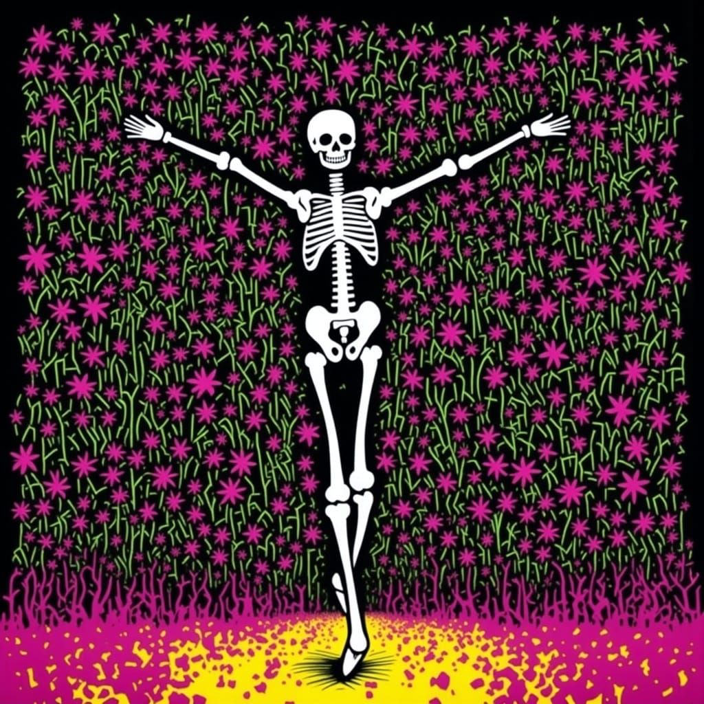 Skeleton Ballerina in Graffiti Style