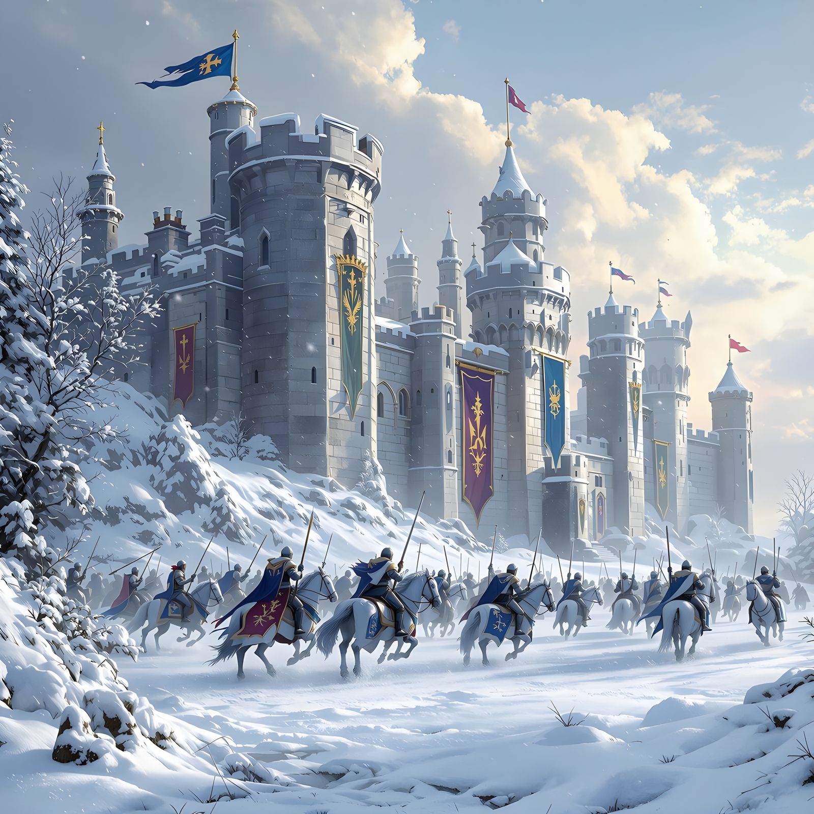 Majestic Winter Stronghold in Frosty Armor