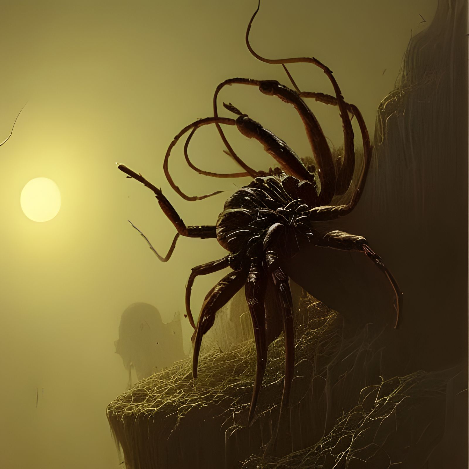 Spider Feast: A Gothic Horror Illustration