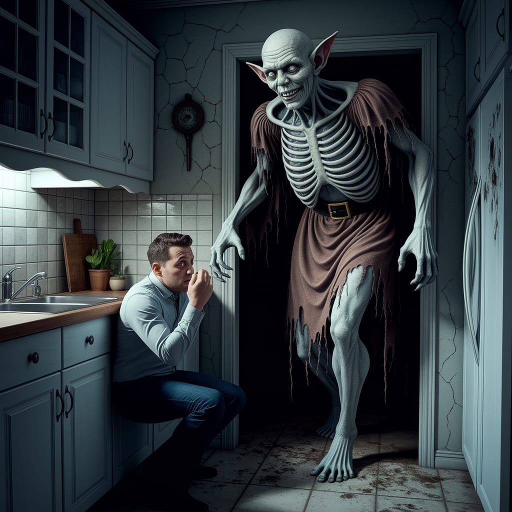 Terrifying Apparition in a Nightmarish Kitchen
