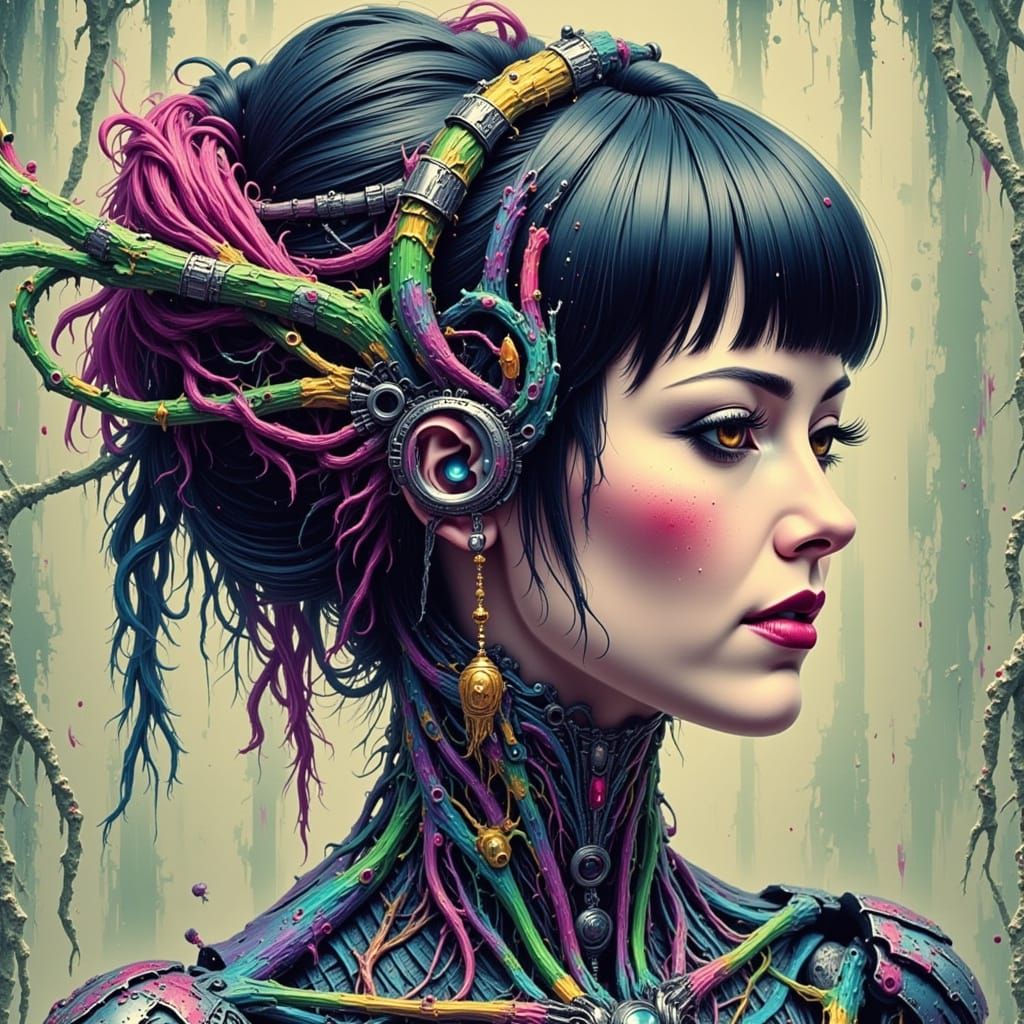 Penny in Neon Glitchcore Style