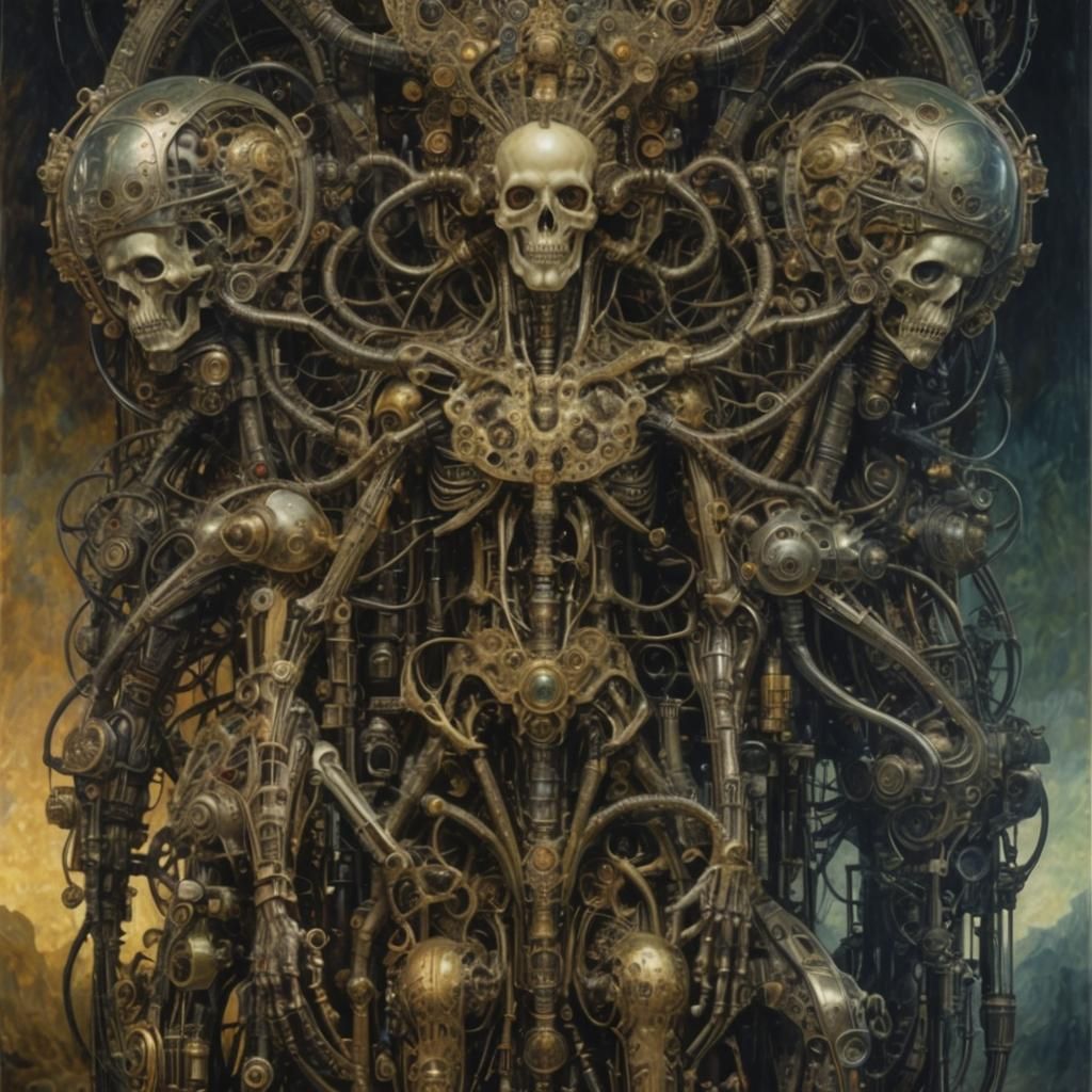 Surreal Monster Landscape in Giger Style