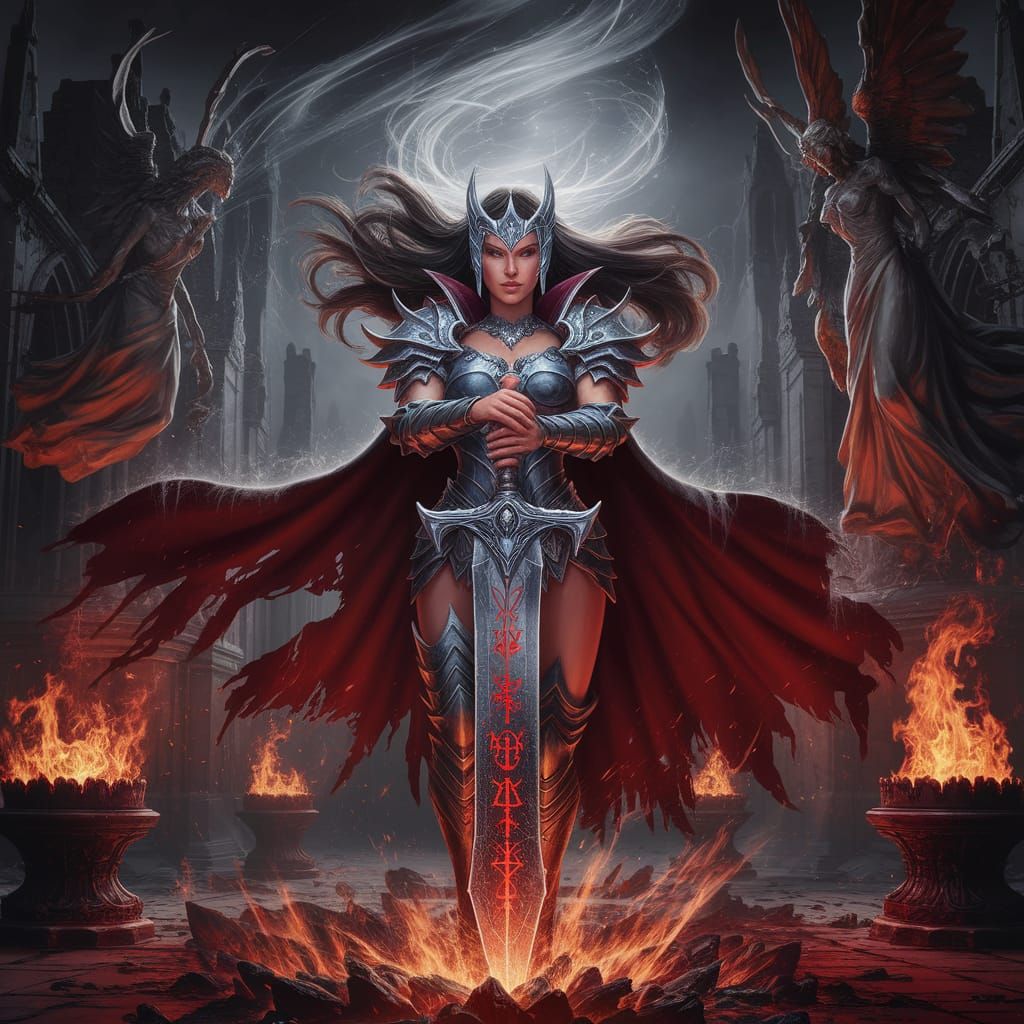 Warrior Princess Portrait in Diablo Style