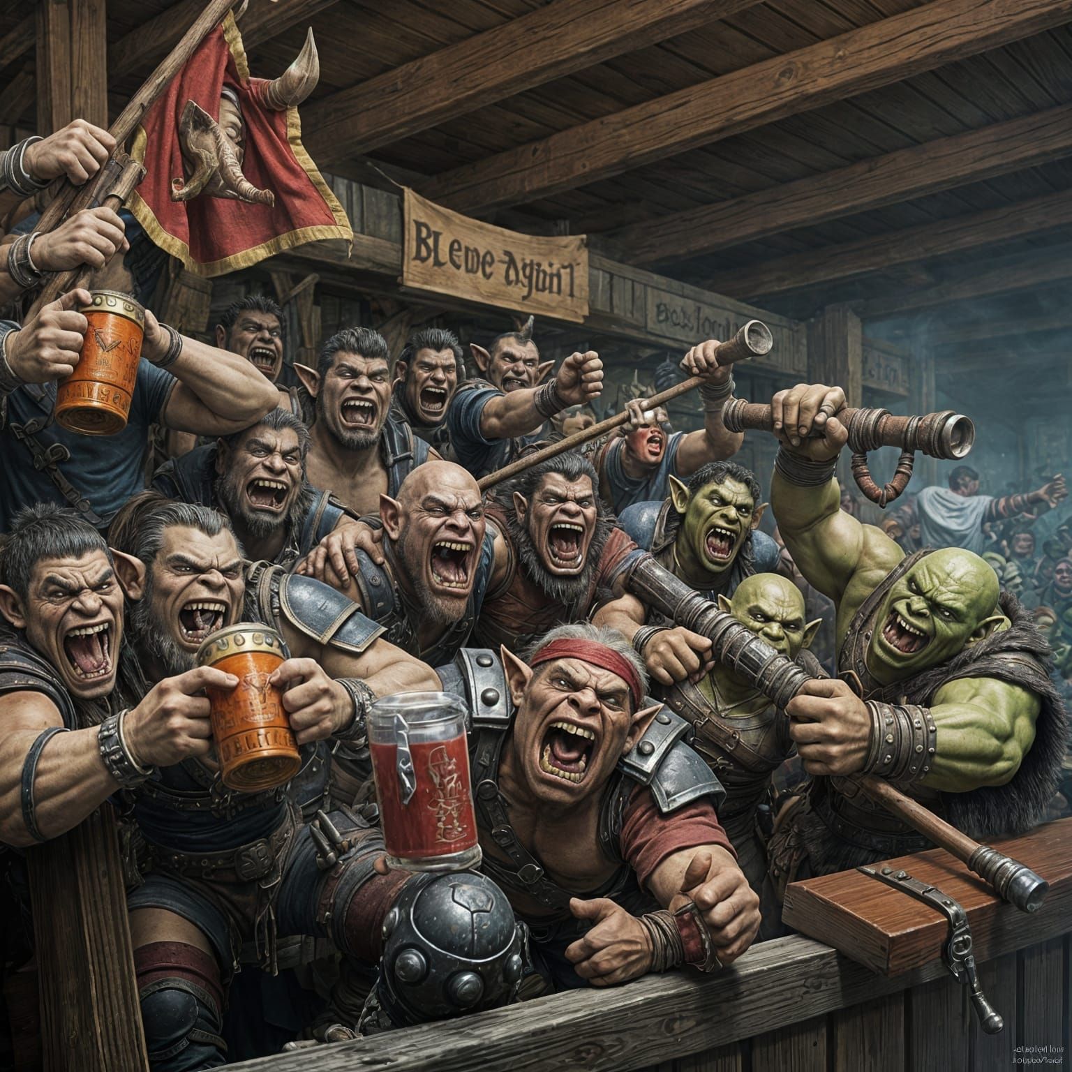 Warhammer Orcs and Goblins Cheer Blood Bowl in a Riotous Sta...