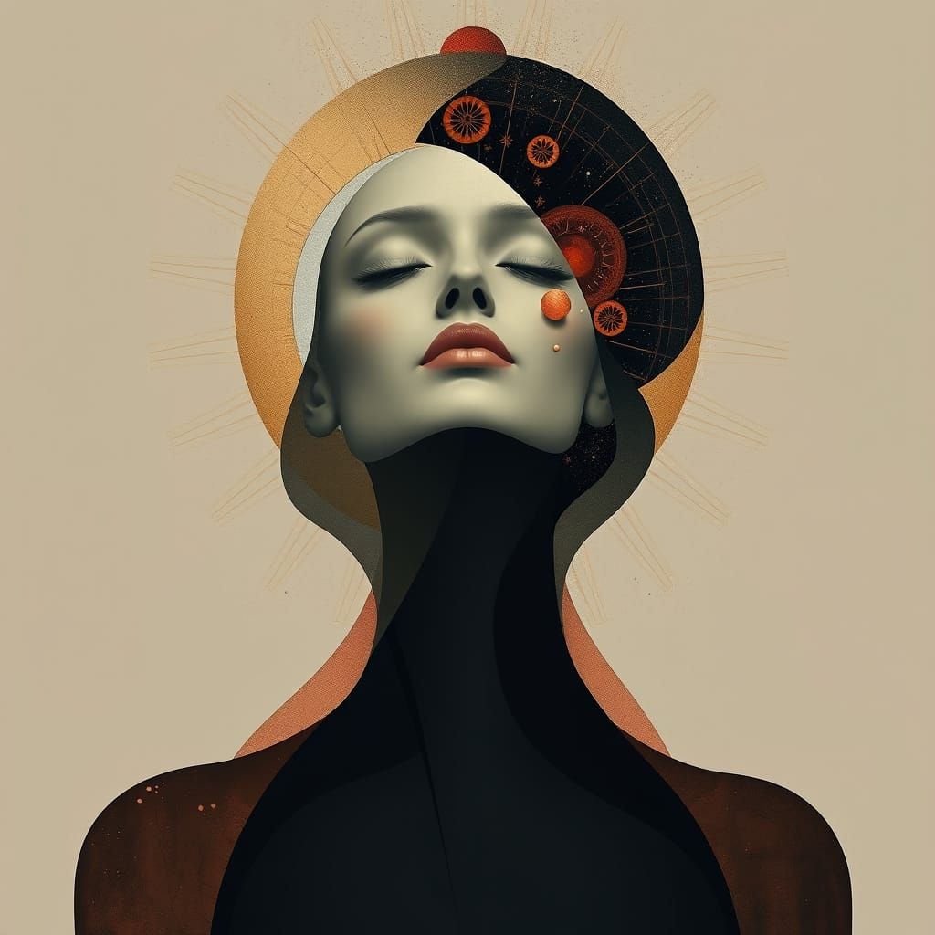 Spiritual Woman in Cosmic Radiance