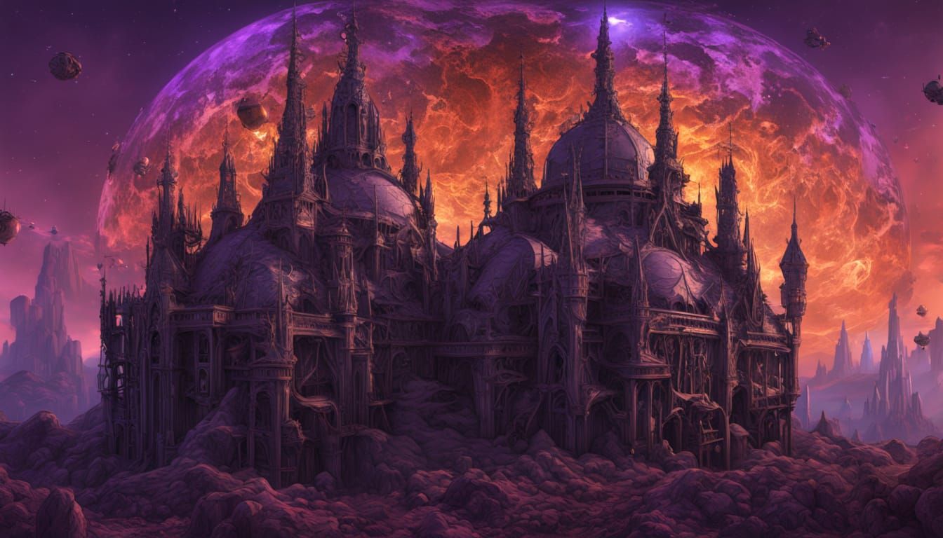 Gothic Synth Cathedral in Holographic Astral Style