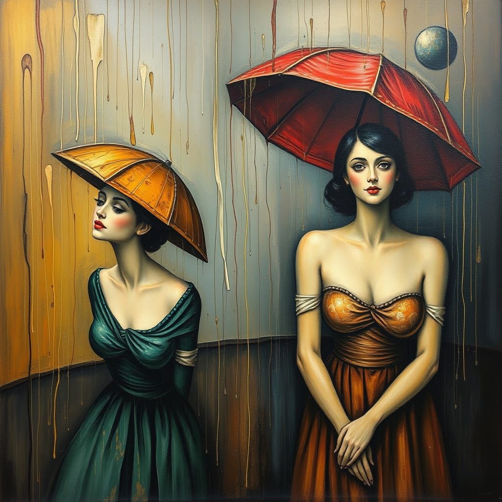 Surreal Women in Rain, Melting Style