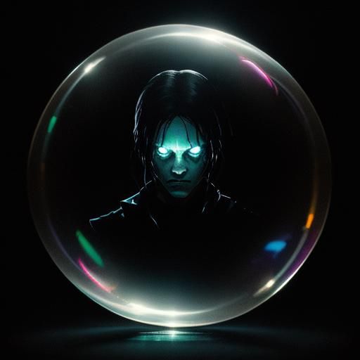 Iridescent Soap Bubble Refraction in Sinister Lighting