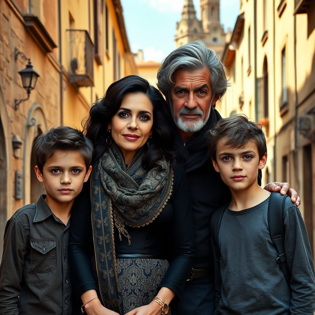 Regal Family in Sun-Drenched Spanish Splendor