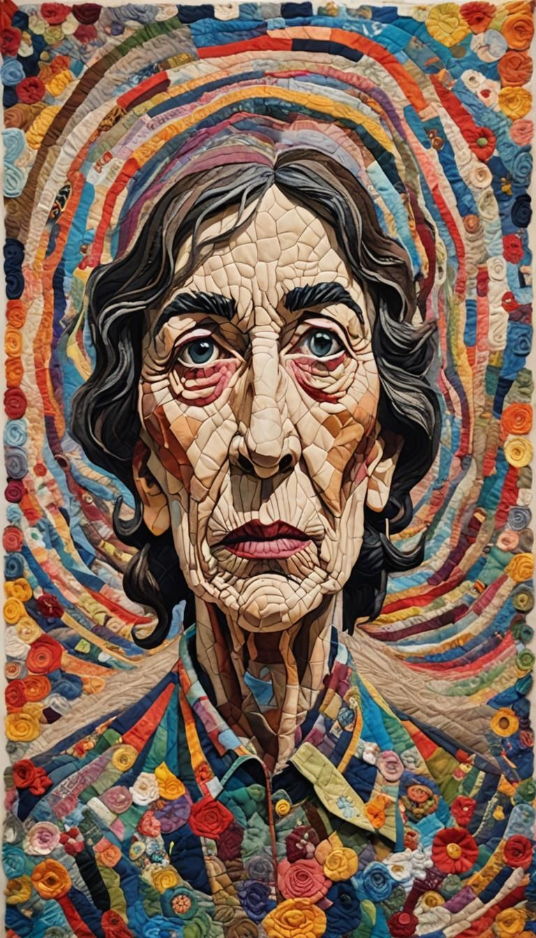 Folk Art Quilt Portrait in Museum