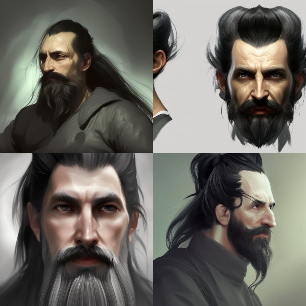 Detailed Portrait of Man with Van Dyke Beard