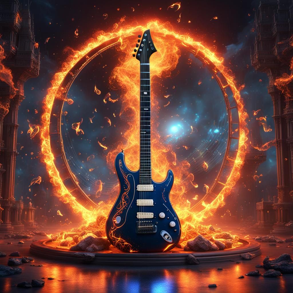 Melting Guitar Ablaze with Sacred Geometry