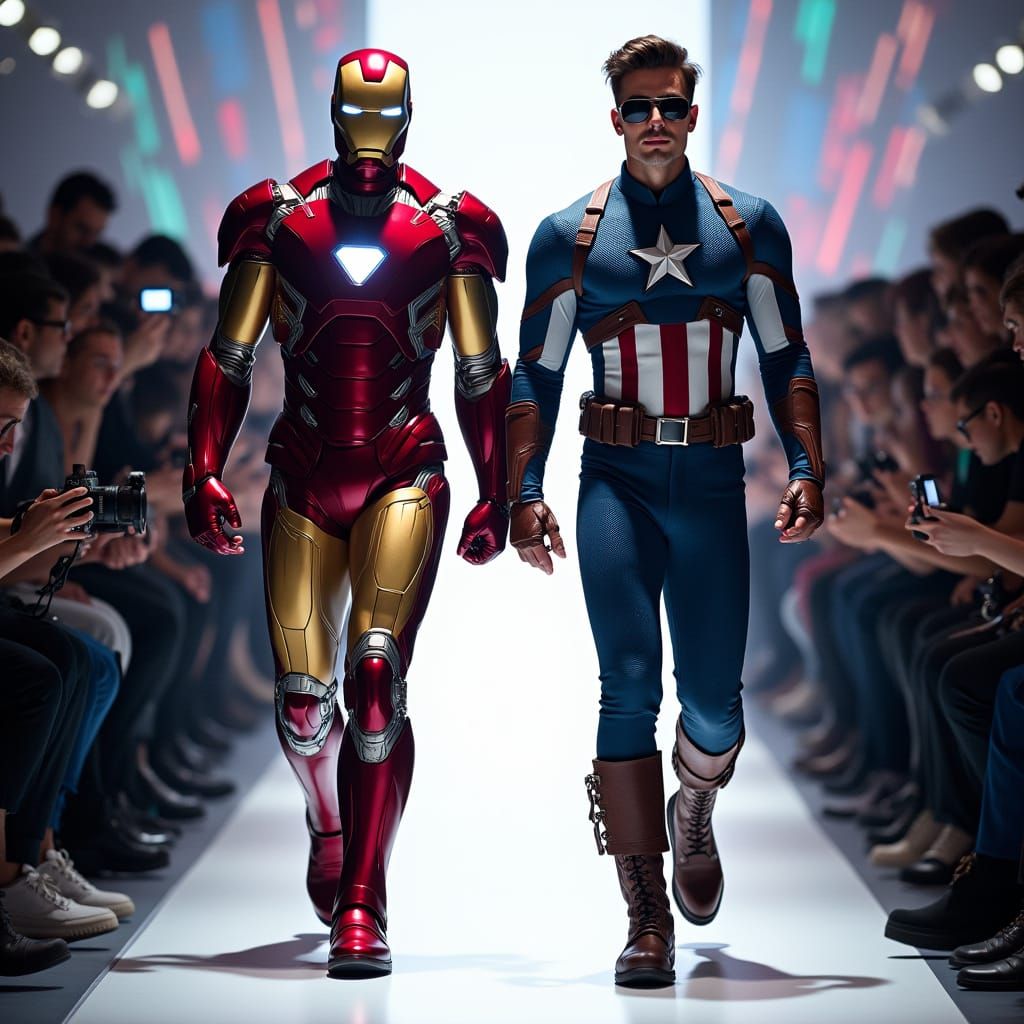 Iron Man and Captain America High Fashion Runway