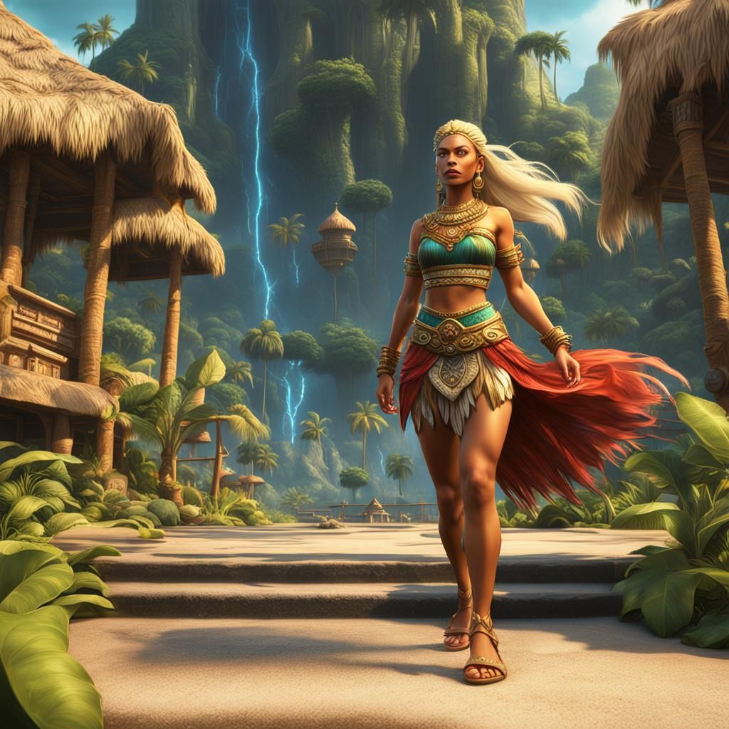 Beautiful Polynesian Princess in Detailed Fantasy Art