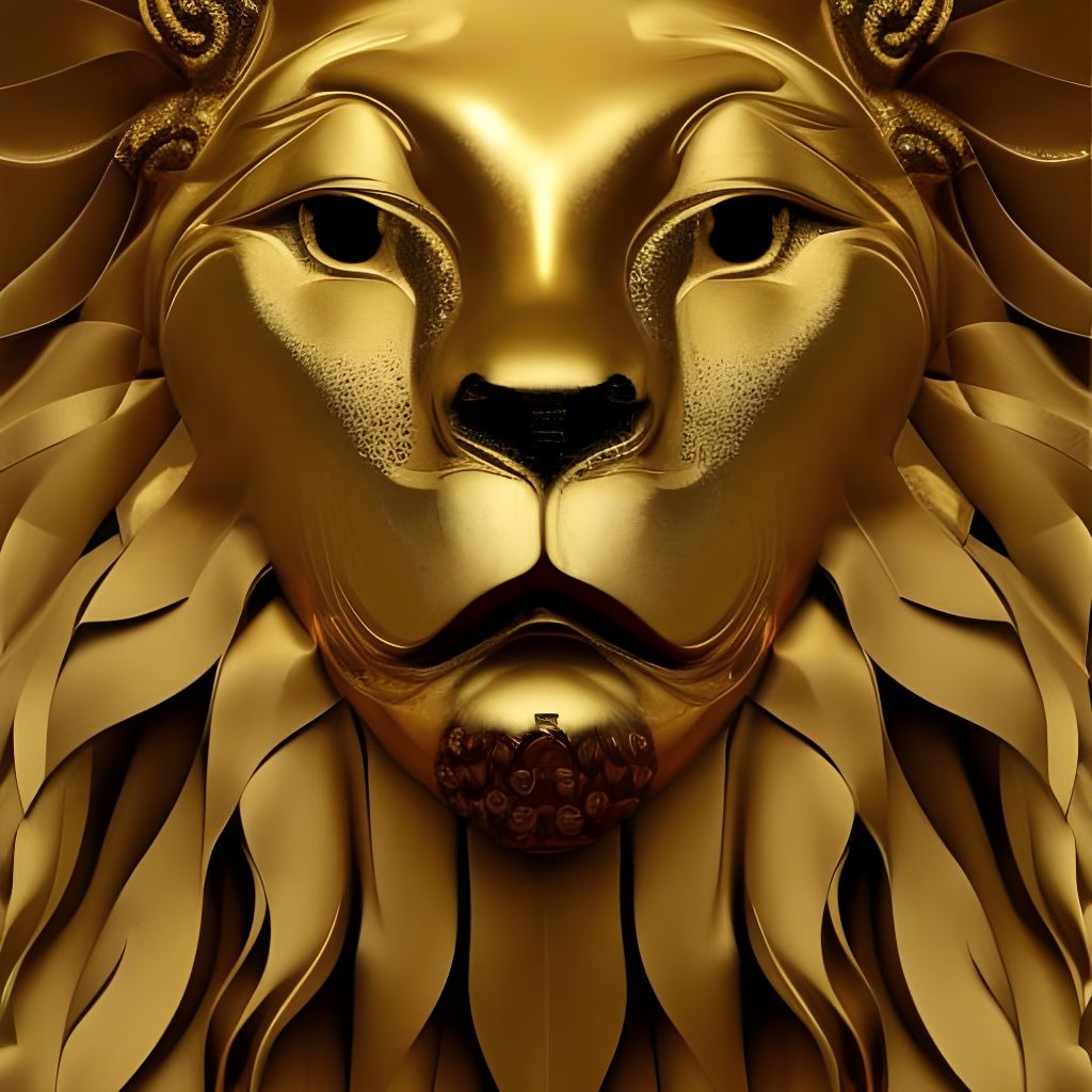 Gold Lion Mask in Oil Painting Style