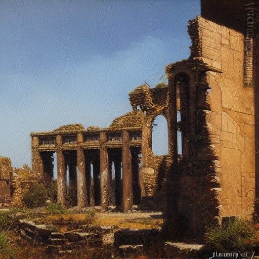 Ruins Landscape in Oil Painting Style
