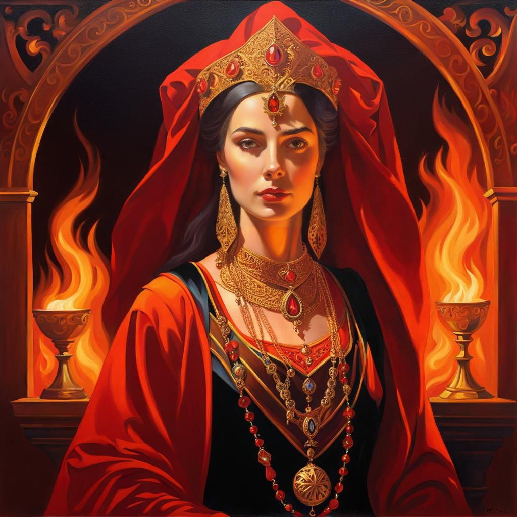 Sorceress in Warm Light with Dramatic Chiaroscuro