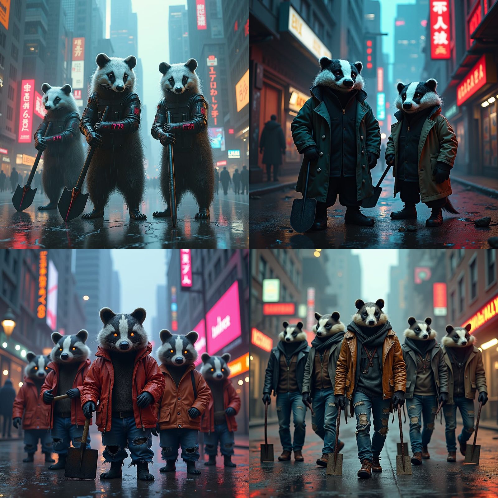 Cyberpunk Badgers with Spades