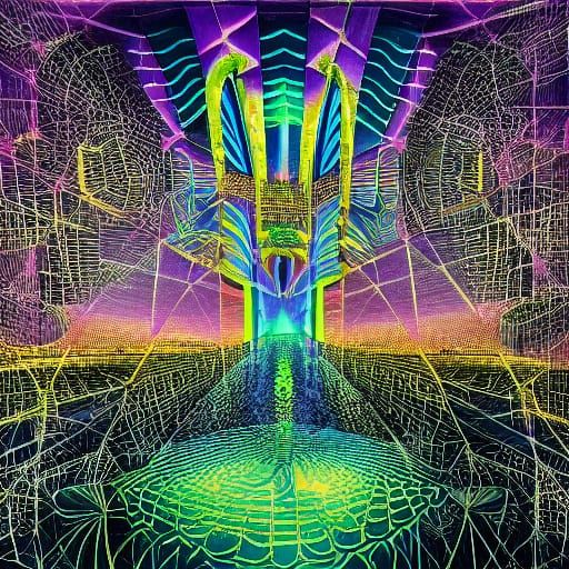 Archon Observing Control Grid in Surrealist Style