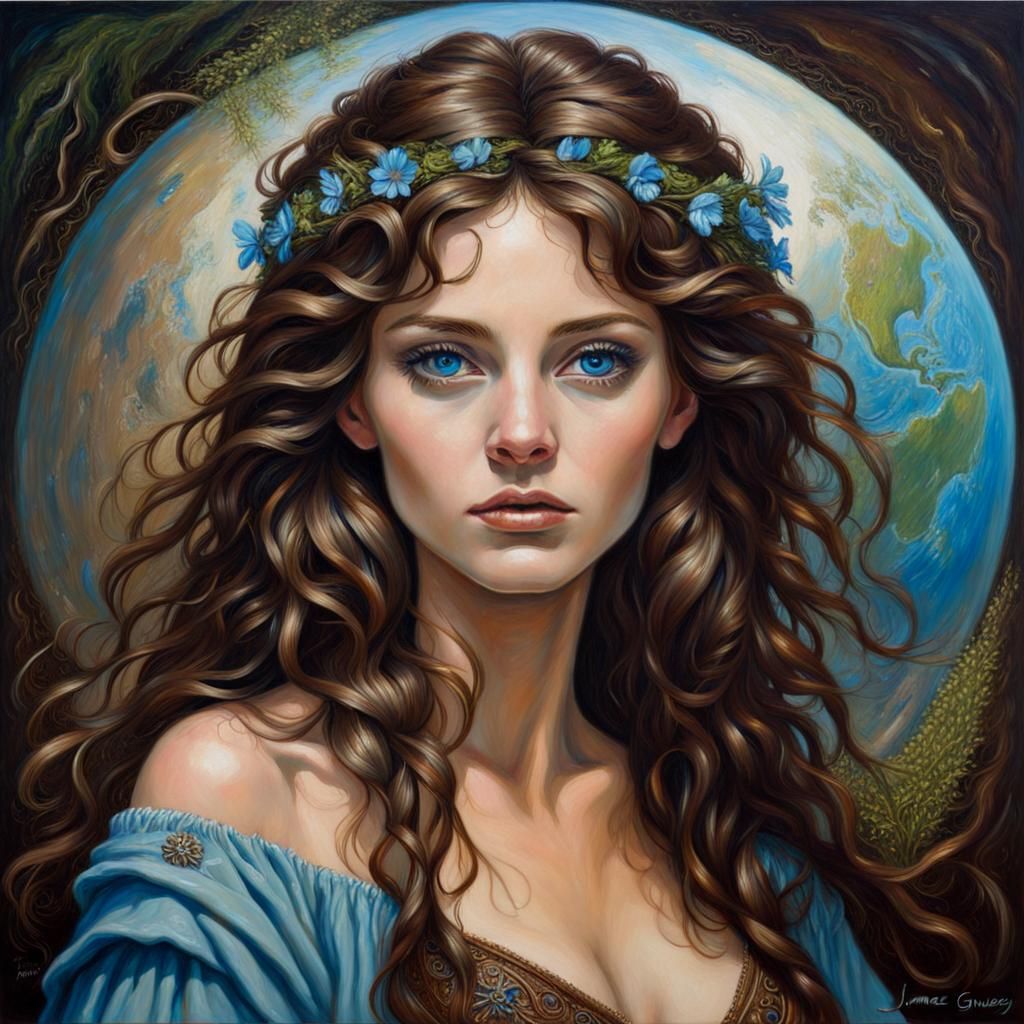 Gaia: Goddess Portrait in Oil Painting Style