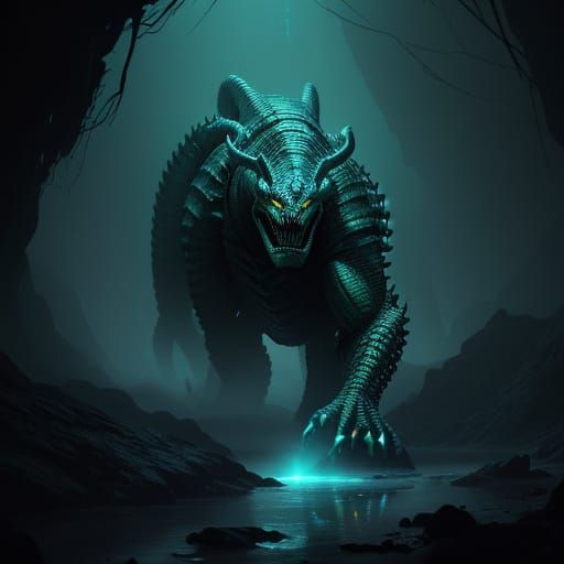 Ethereal Crawler Unfurls in Dark, Misty Cavern