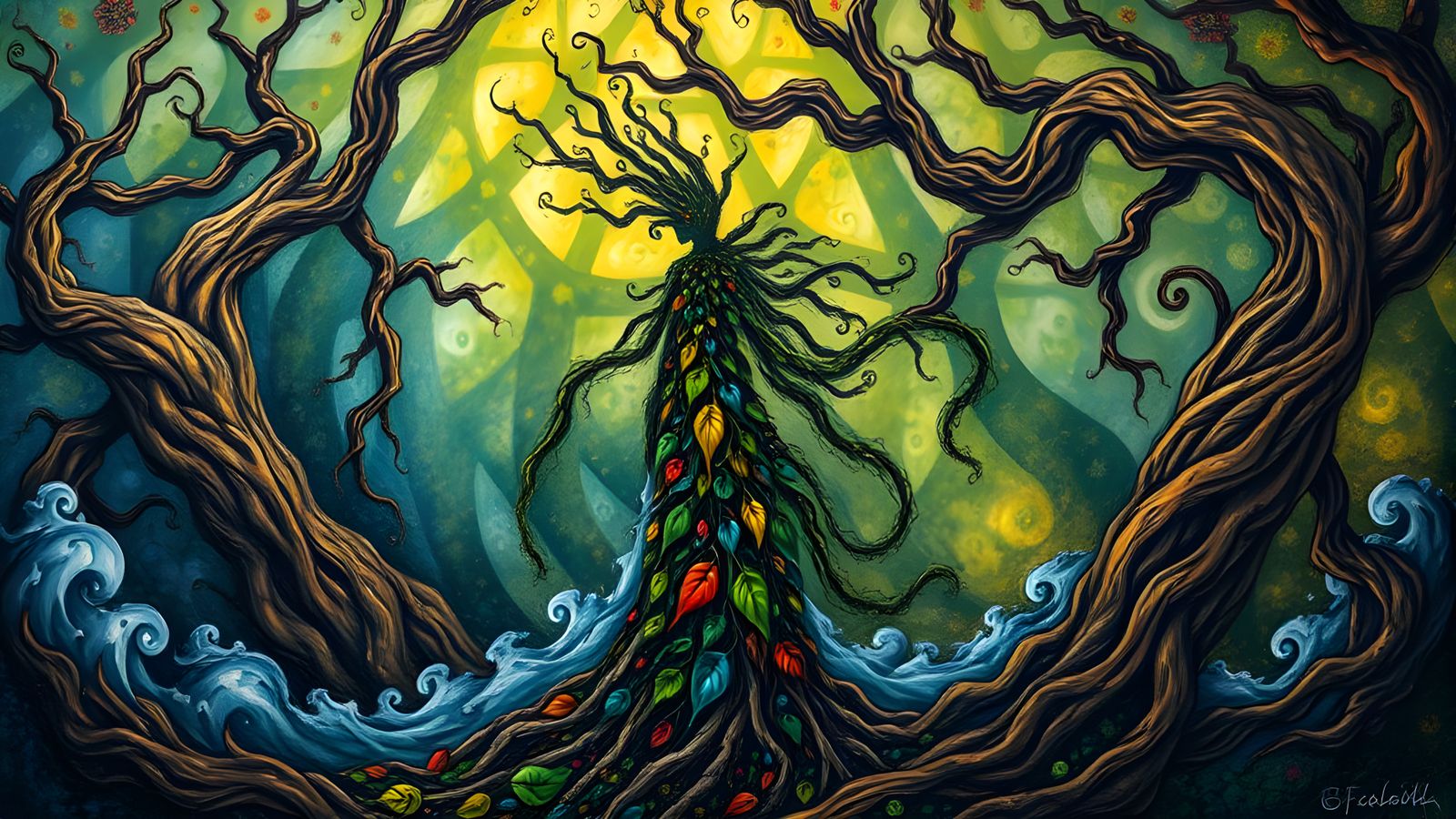 Fractal Forest Spirit in Expressionist Painting