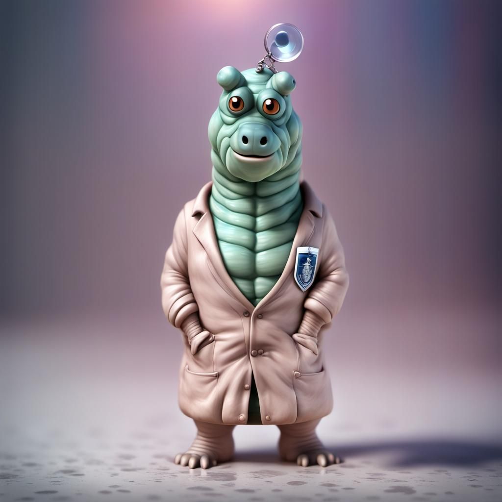 Disney Tardigrade Mugshot: Macro Cartoon in 8K