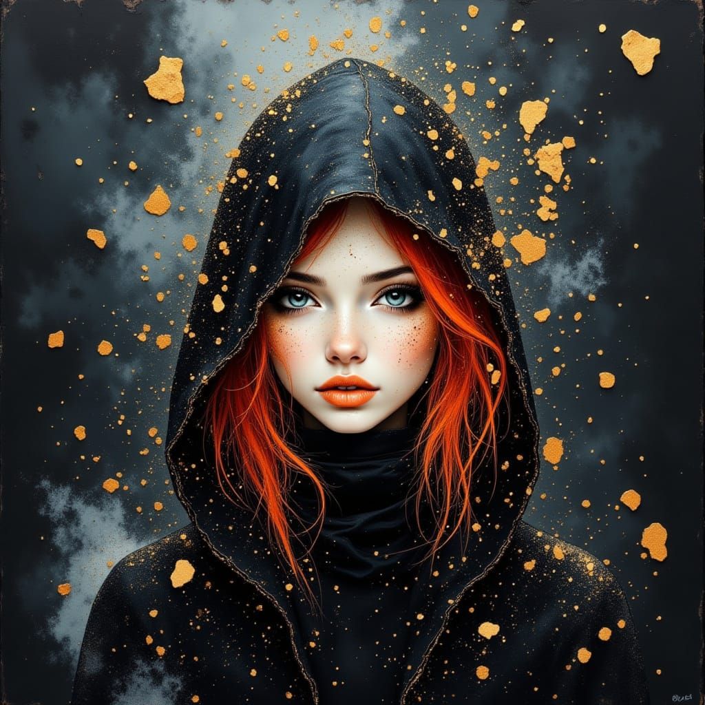 Enchanting Woman in Neon Noir Chiaroscuro