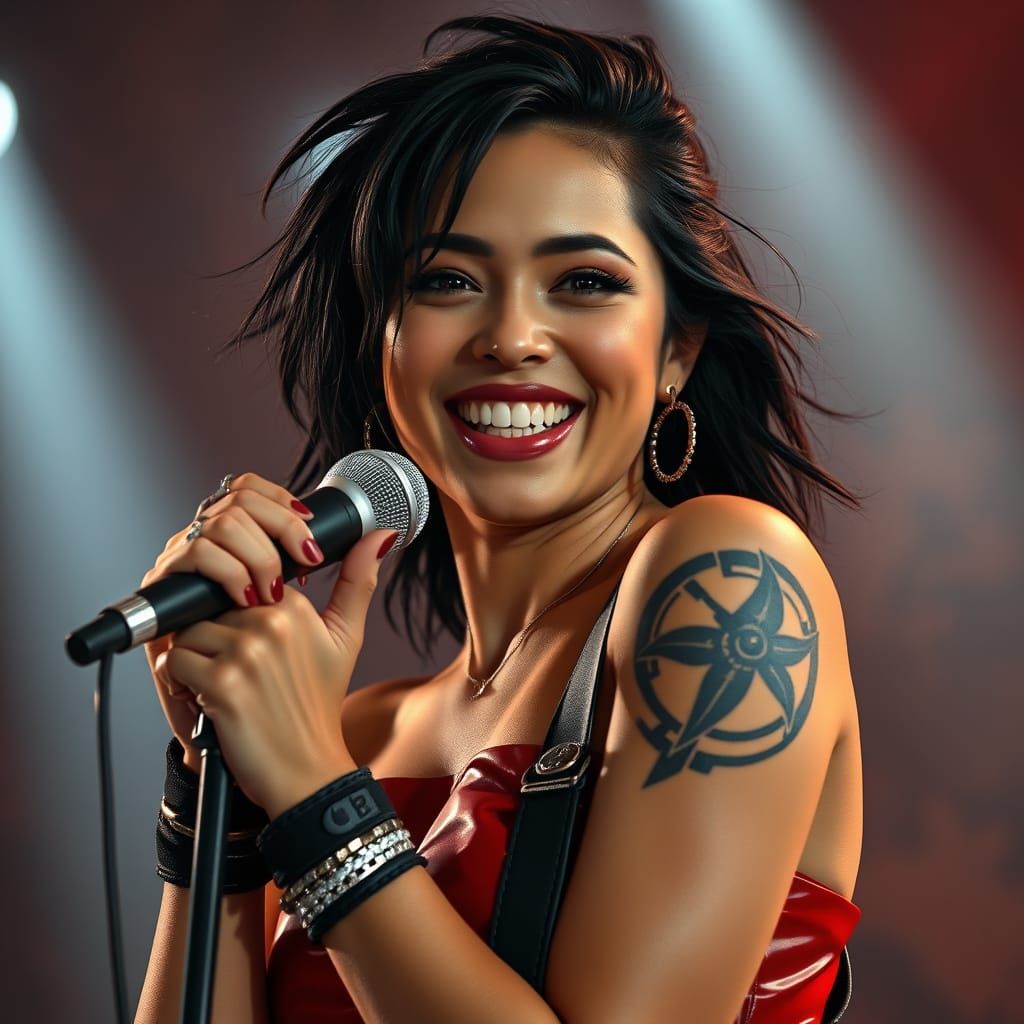 Latina Rock Singer Performing On Stage in 8K