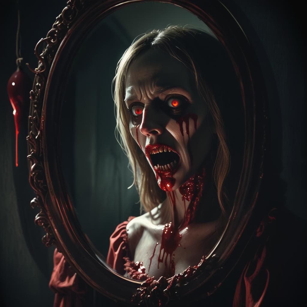 Bloody Mary Sees Candyman: Dark Horror Illustration