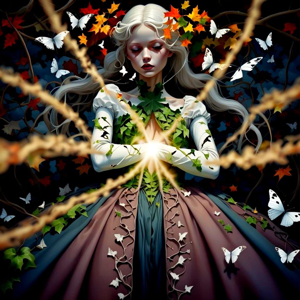 Whimsical Landscapes with Twisting Vines and Butterflies