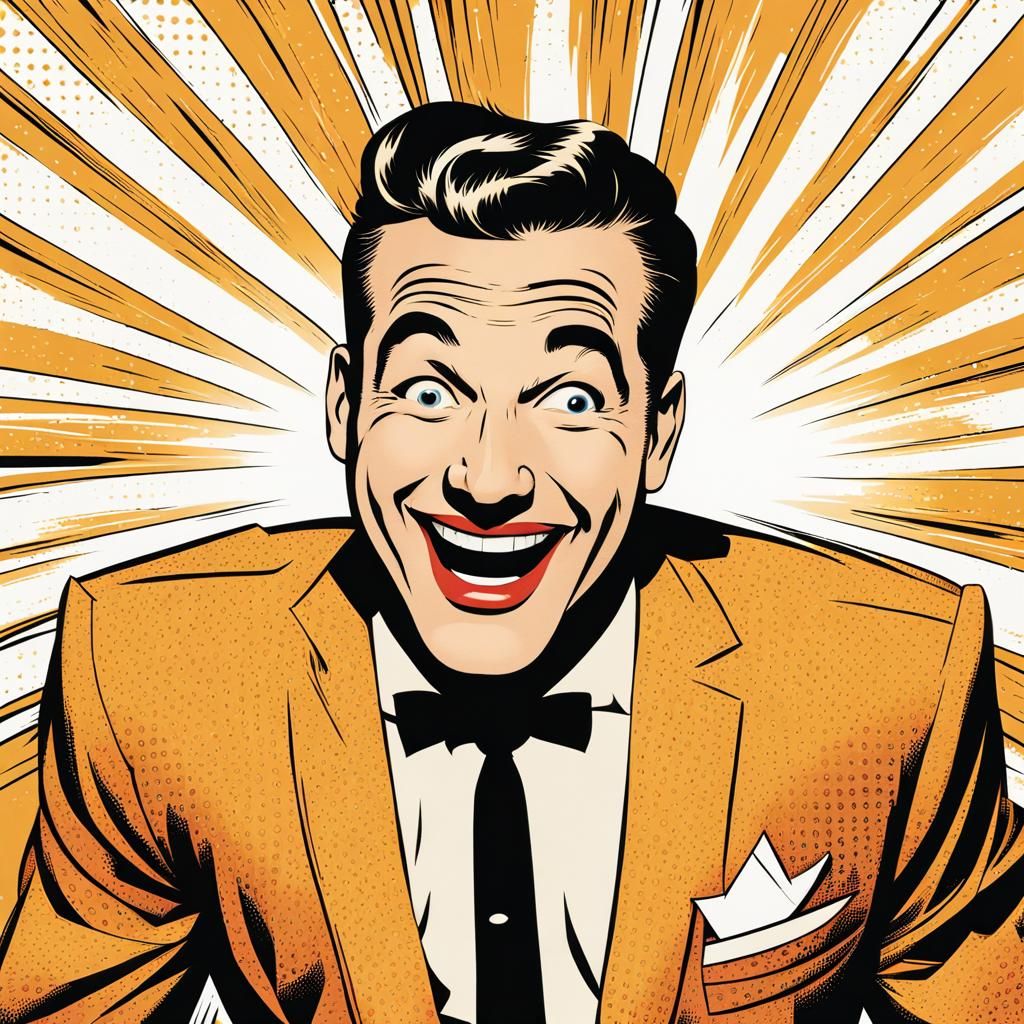 Laughing Man Cutout in Vintage Comic Book Style