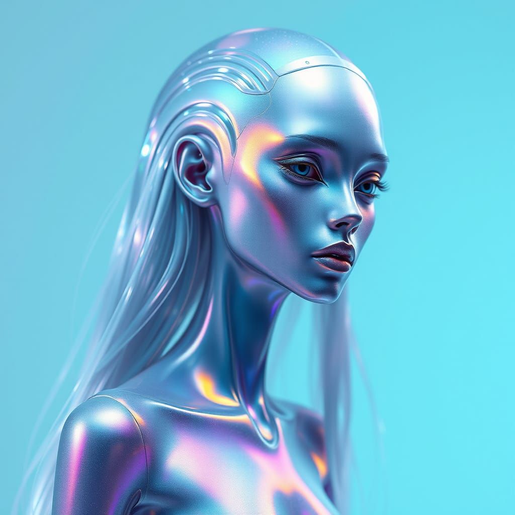 Ethereal Celestial Being in Iridescent Armor