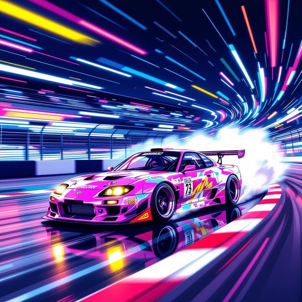 Ebisu Circuit Drift Art: Murakami, Mead, Loish Style