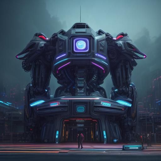 Futuristic Metropolis with Mechatronic System in Sci-Fi Styl...