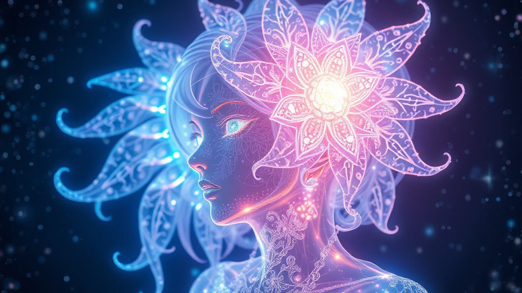 Glowing Anime Goddess in a Starry Galactic Night