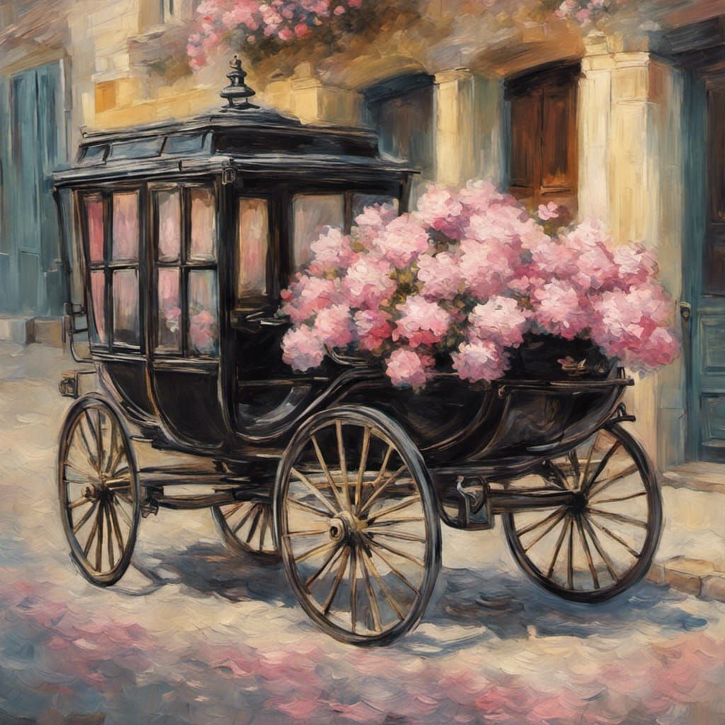 Elegant Carriage with Flowers in Impressionist Style
