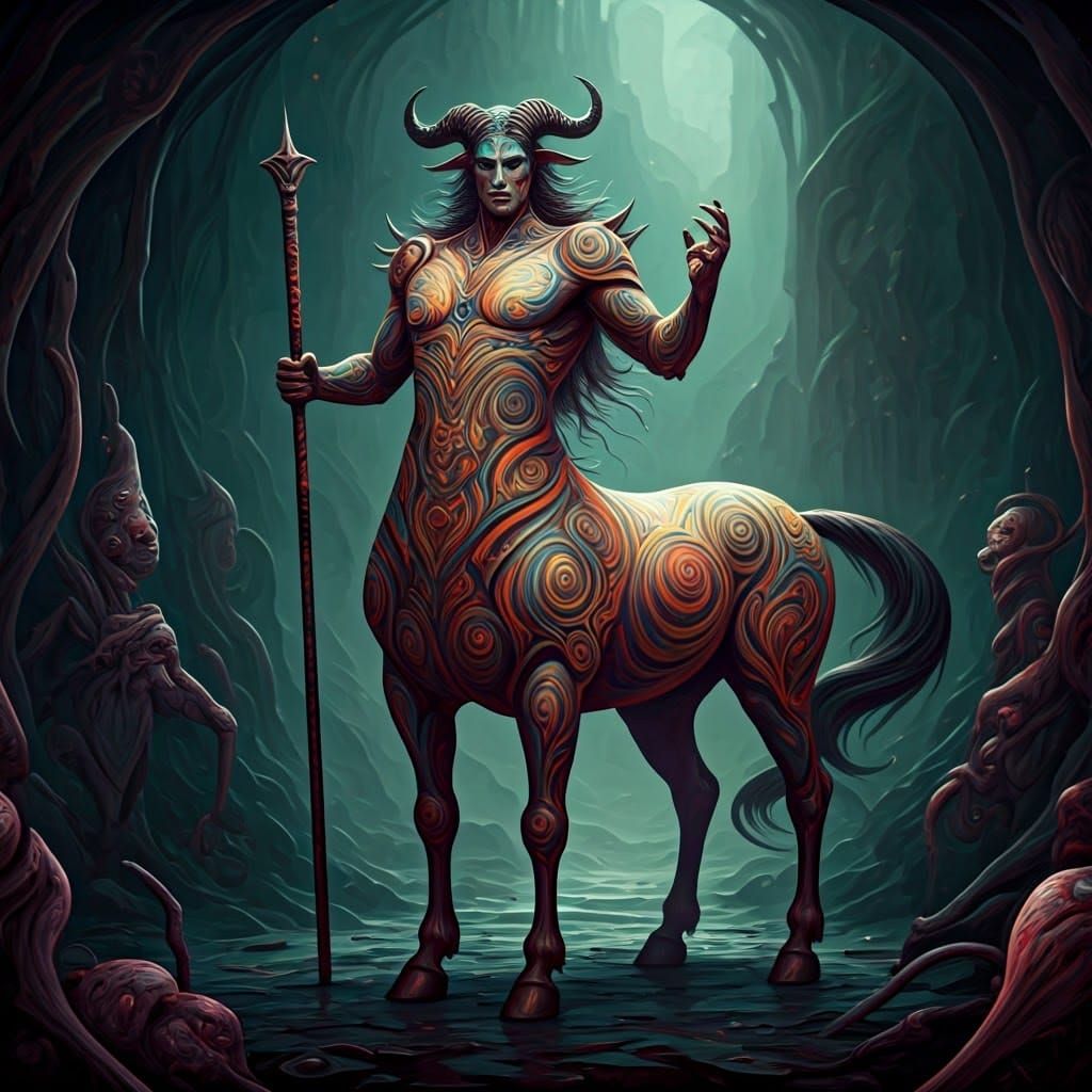 Majestic Centaur Warrior in Surreal Dreamscape