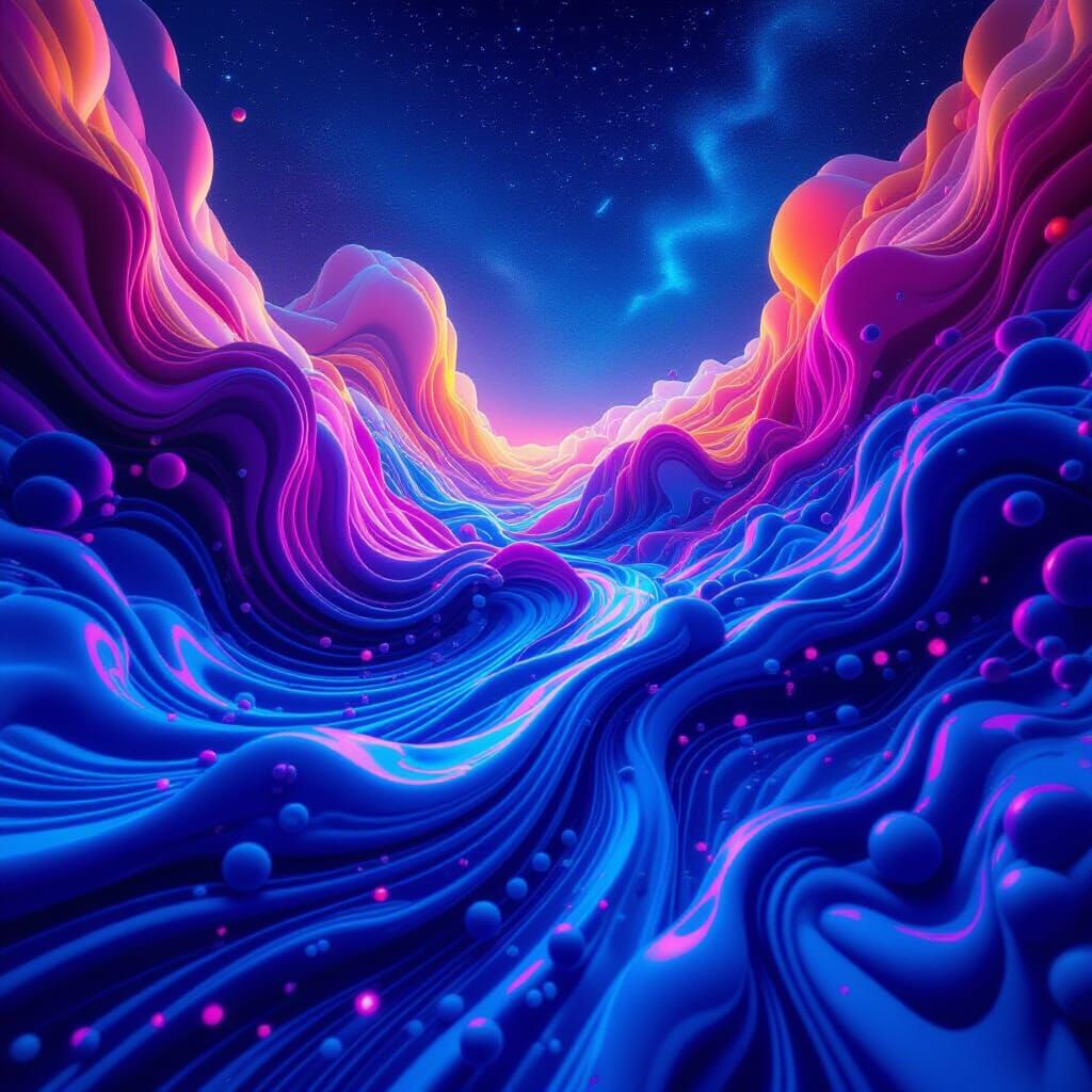 Mesmerizing Ferrofluid Sculptures in Neon Ethereal Ambiance