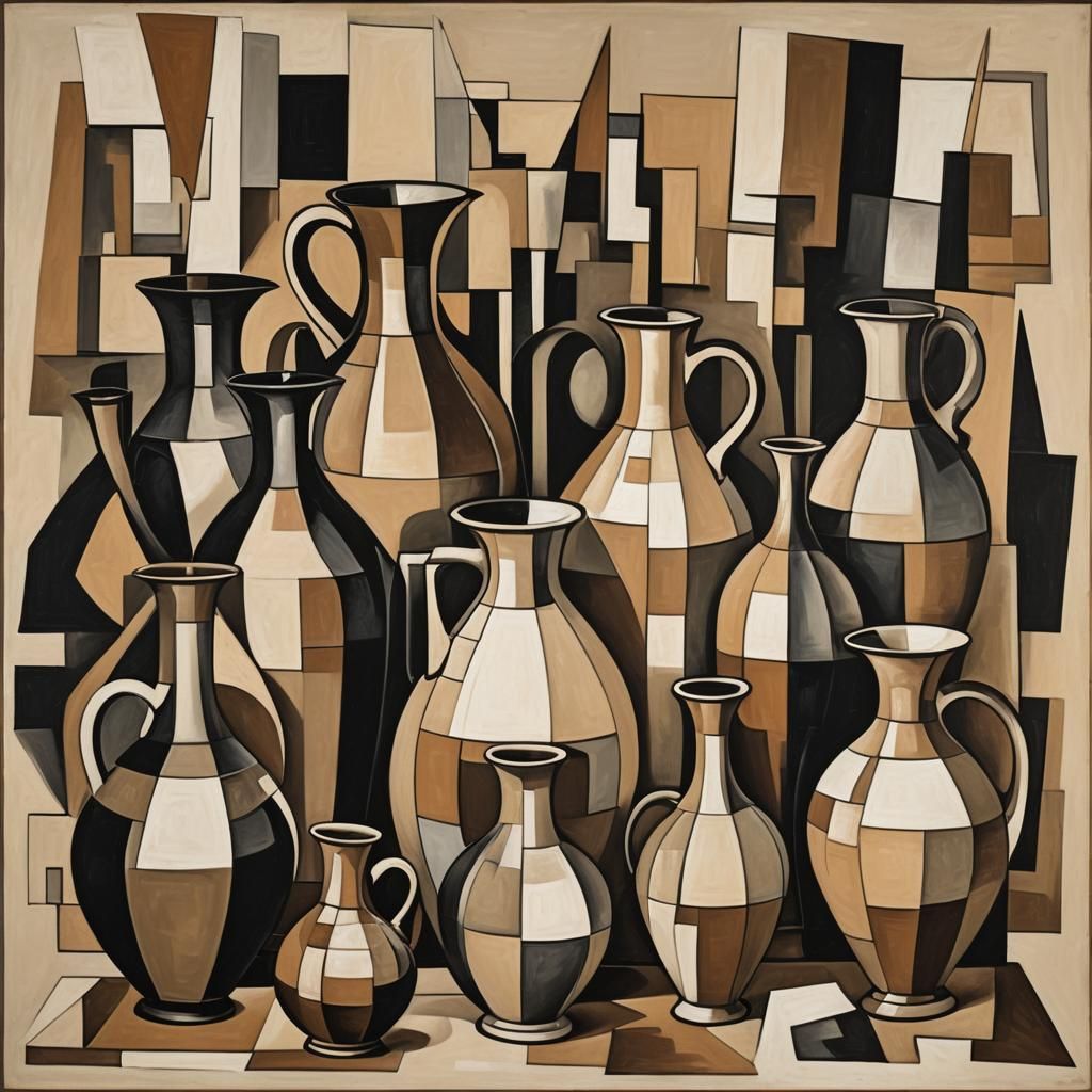 Cubist Still Life with Jugs and Vases