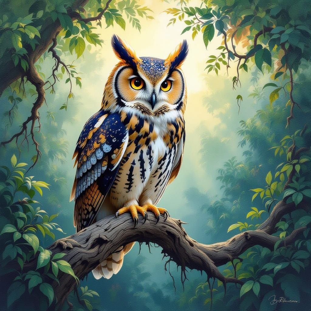 Majestic Jungle Owl in Vibrant Plumage