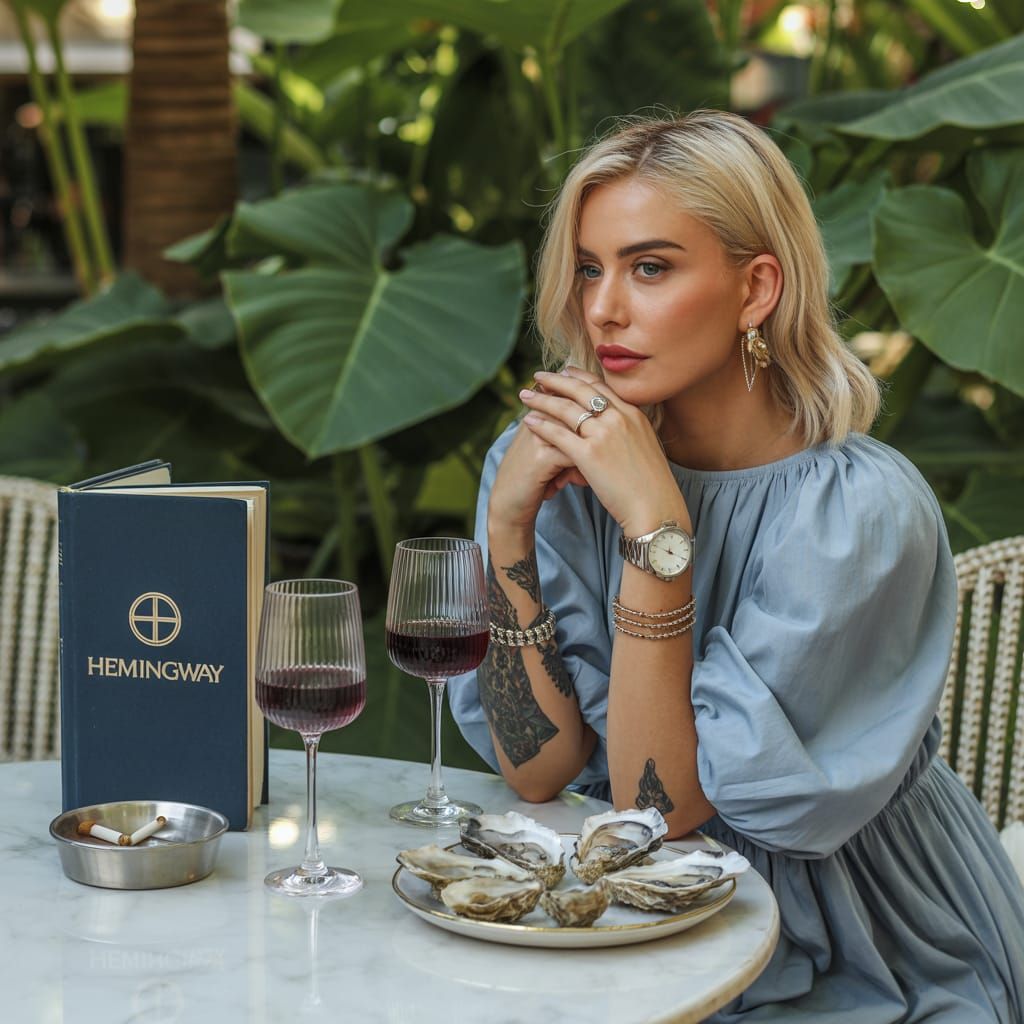 Bangkok Garden Cafe Scene with European Woman