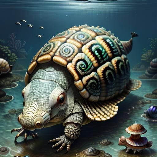 Armadillo Snail Hybrid Creature in Ornate Style
