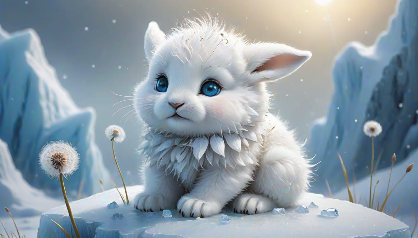 Charming Snow Bunny in Whimsical Illustration Style